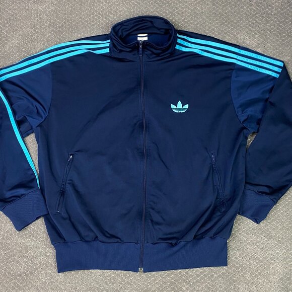 Vintage Y2K 2000s Adidas Track Jacket Men's XL Blue Trefoil Firebird Full zip - Picture 1 of 12